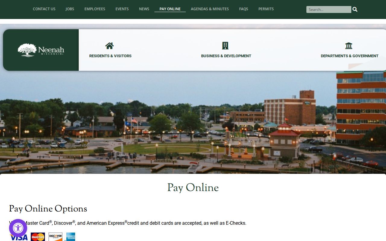 Official joint Menasha and Neenah traffic and ordinance payment page