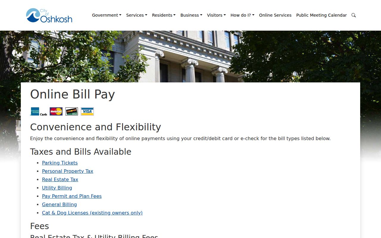 Official Oshkosh parking citation payment page